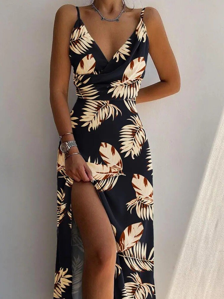 Levoire | Robe à décolleté en V Impression noire