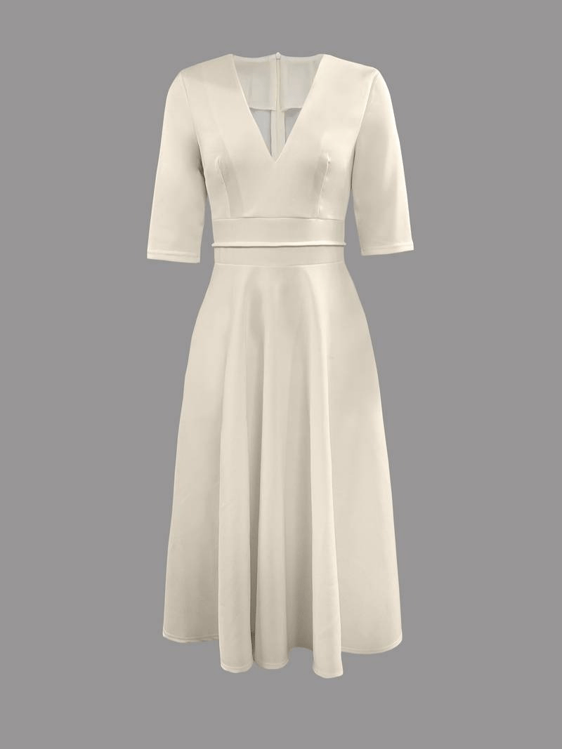 Levoire | Robe Swing Rétro Robe Femme Blanche Avec Décolleté V Profond