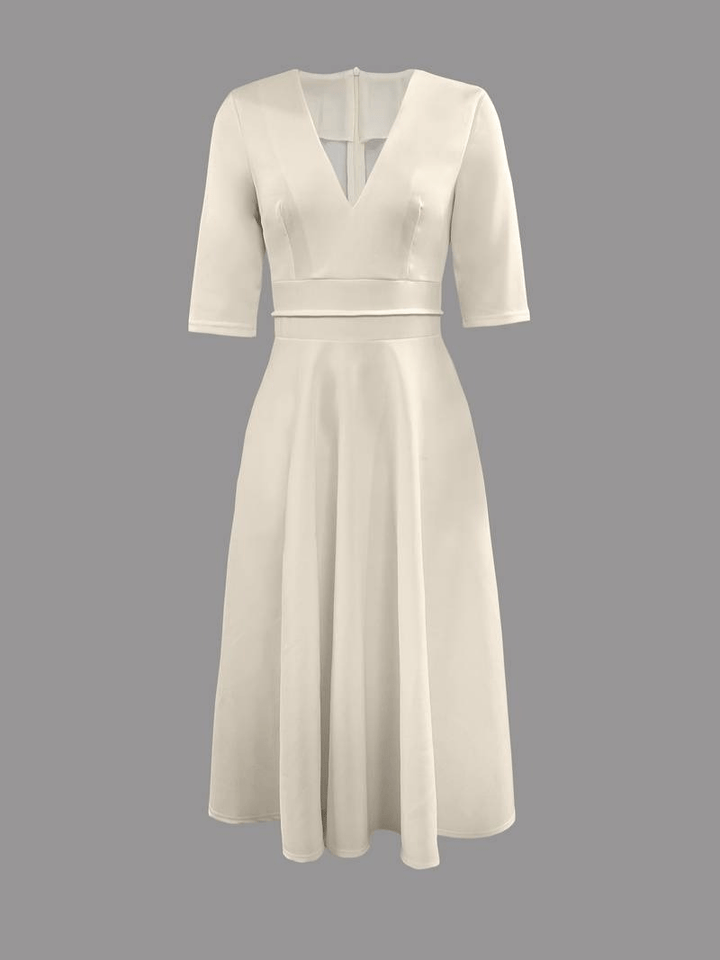 Levoire | Robe Swing Rétro Robe Femme Blanche Avec Décolleté V Profond