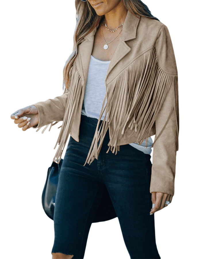 Levoire | Veste daim à franges femme Vin pétillant