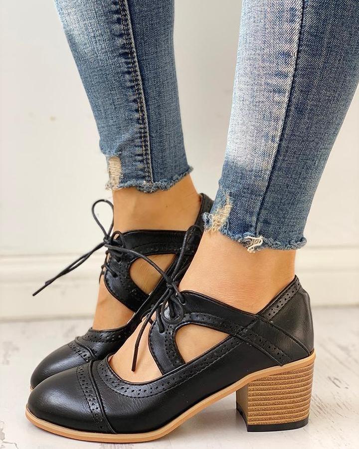 Levoire | Riche Glissant Épais Vintage Chaussures Noir