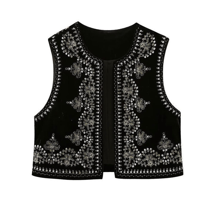 Levoire | Gilet velours brodé élégant femme
