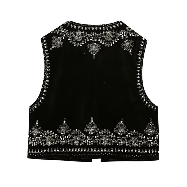 Levoire | Gilet velours brodé élégant femme