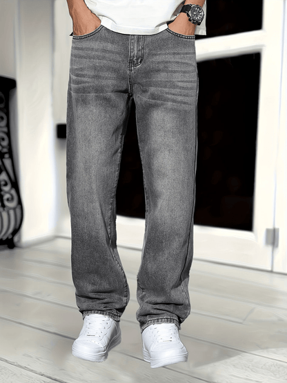 Levoire | Pantalon pour homme élégant Jean en denim classique gris à coupe droite
