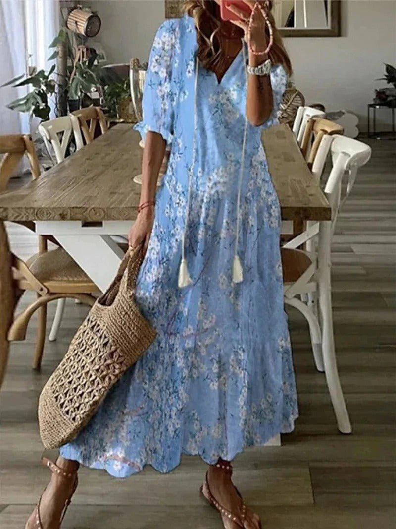 Levoire | Robe Fluide Imprimée Légère, Élégante Et Confortable Bleu clair