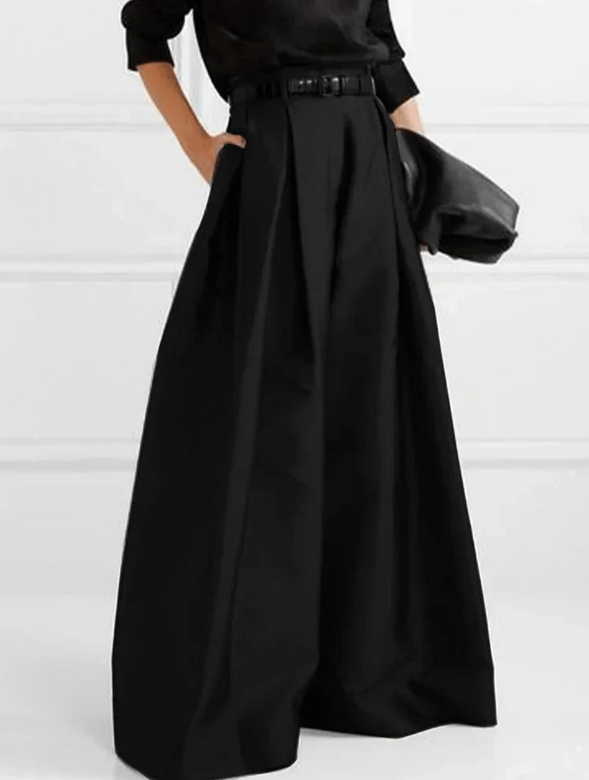 Levoire | Femme Pantalon uni à jambes larges Design confortable et moderne Noir