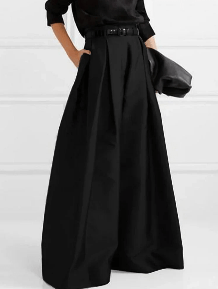 Levoire | Femme Pantalon uni à jambes larges Design confortable et moderne Noir