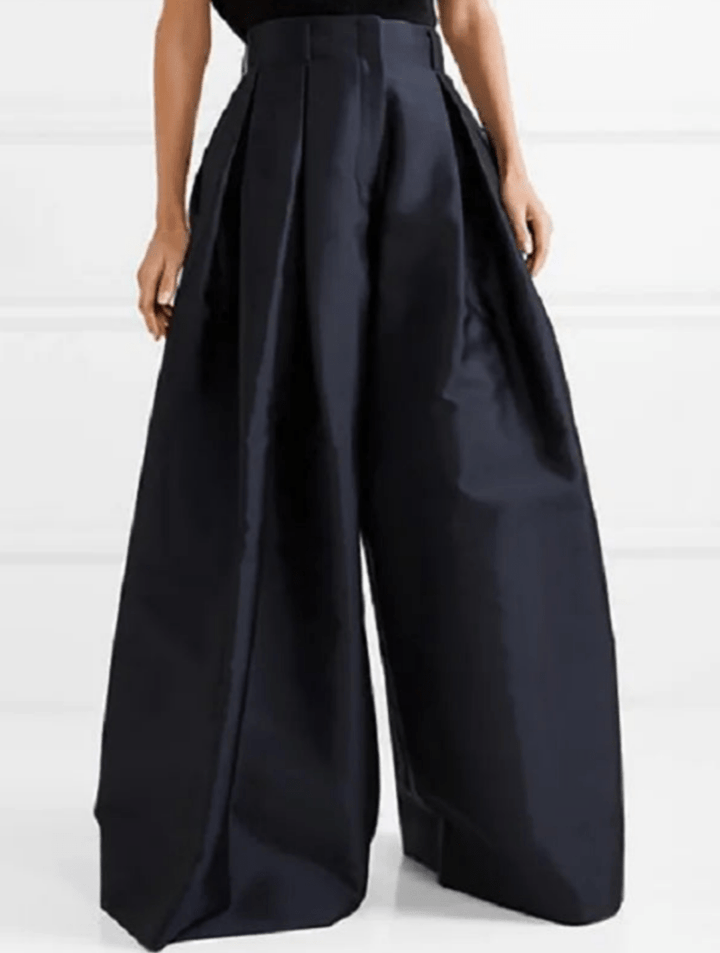 Levoire | Femme Pantalon uni à jambes larges Design confortable et moderne Bleu marine