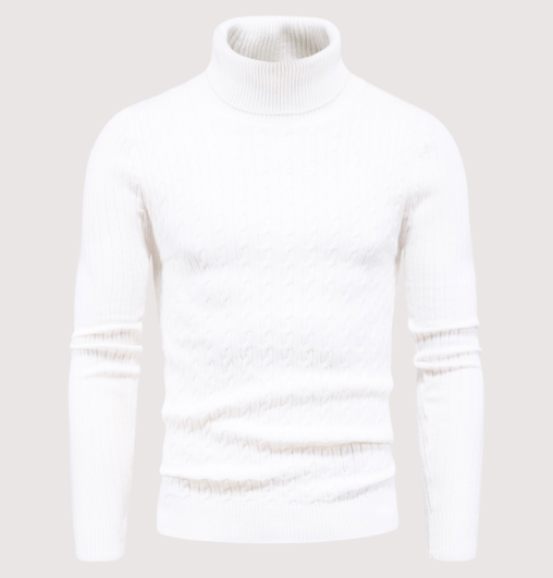 Levoire | Chic Pull Homme Pull à Col Roulé Chaud & Confortable Design Classique Blanc
