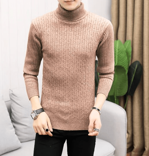 Levoire | Chic Pull Homme Pull à Col Roulé Chaud & Confortable Design Classique Braun