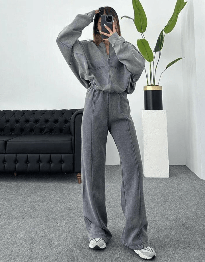Levoire | Costume de sport confortable pour femmes Ensemble de vêtements deux pièces confortable Gris