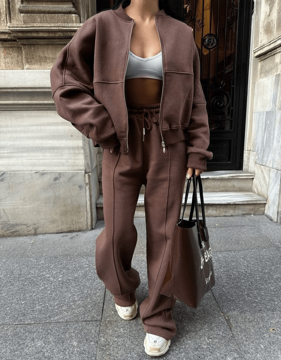 Levoire | Costume de sport confortable pour femmes Ensemble de vêtements deux pièces confortable Braun