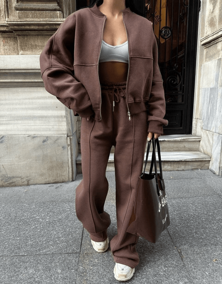 Levoire | Costume de sport confortable pour femmes Ensemble de vêtements deux pièces confortable Braun