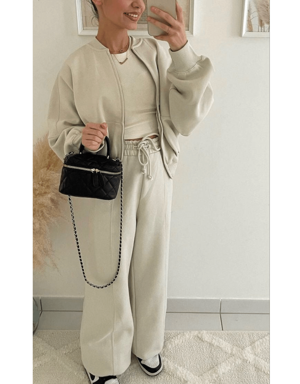 Levoire | Costume de sport confortable pour femmes Ensemble de vêtements deux pièces confortable Beige