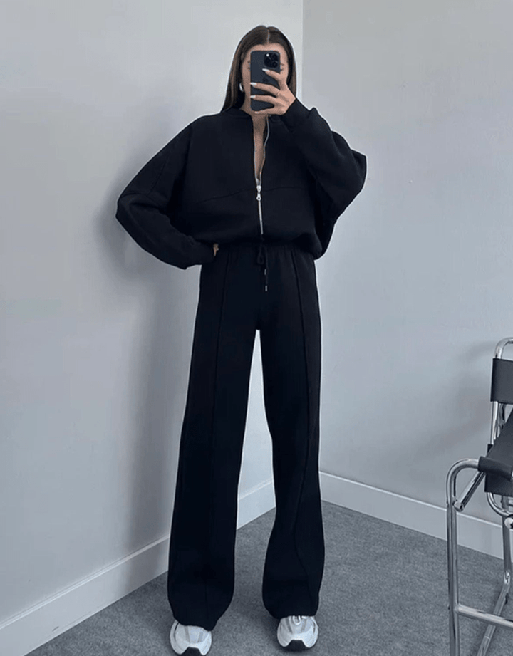 Levoire | Costume de sport confortable pour femmes Ensemble de vêtements deux pièces confortable Noir