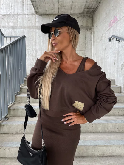 Levoire | Robe Sans Manches Sweat À Capuche À Manches Longues Pull Ensemble Deux Pièces