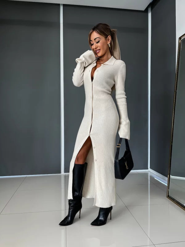 Levoire | Élégance Robe Maxi Rippée Beige