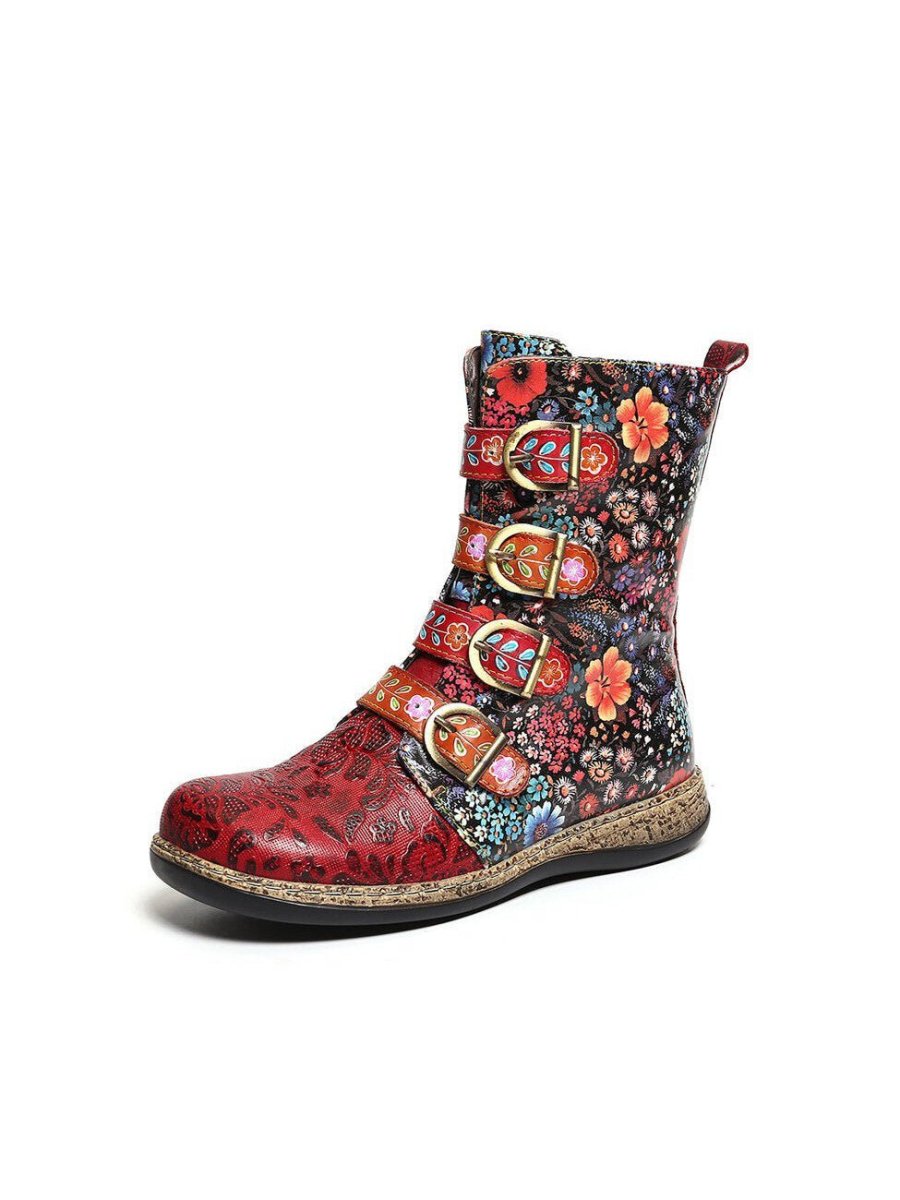 Levoire | Bottes À Fleurs Uniques En Cuir Végétalien 43