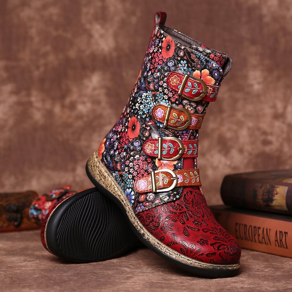 Levoire | Bottes À Fleurs Uniques En Cuir Végétalien