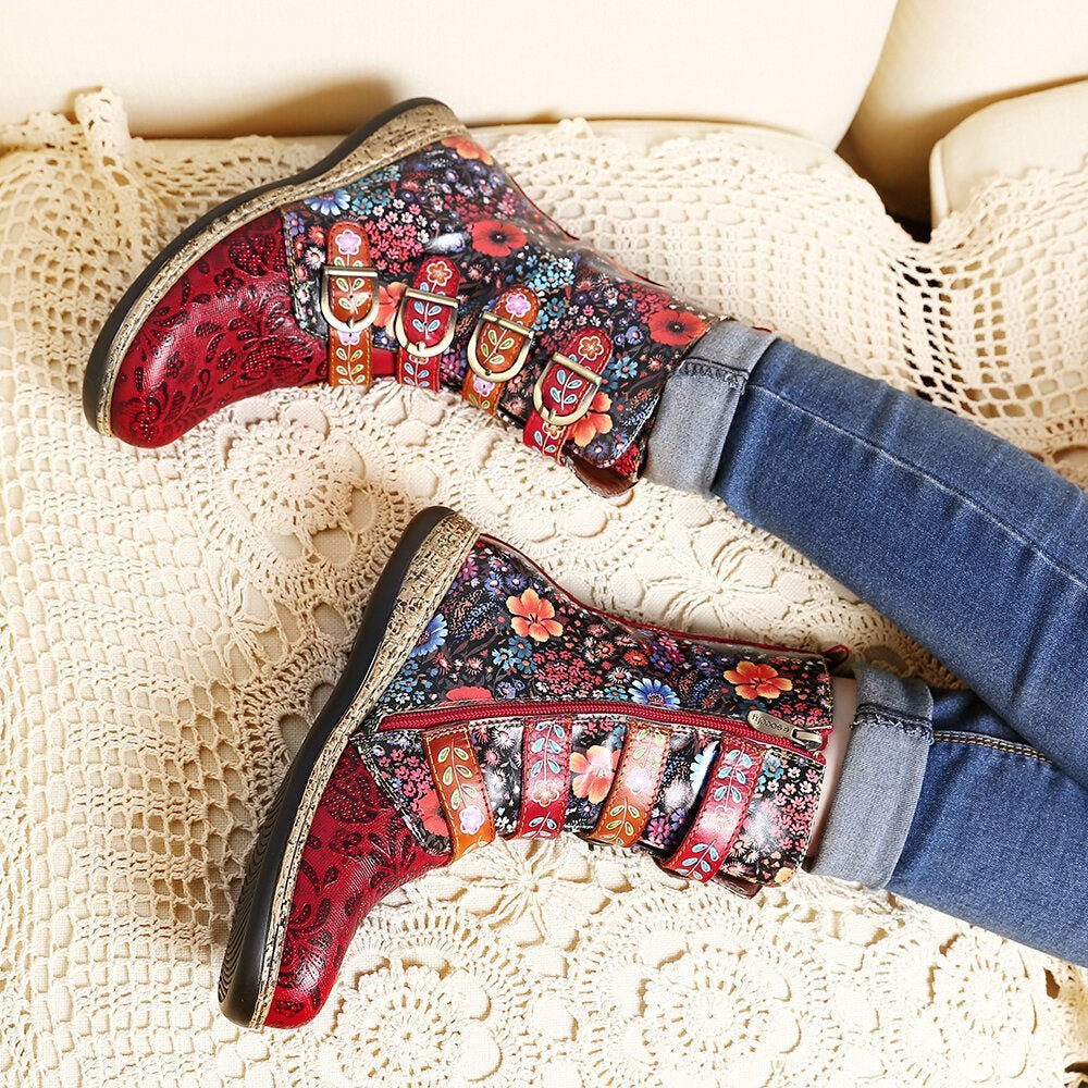 Levoire | Bottes À Fleurs Uniques En Cuir Végétalien