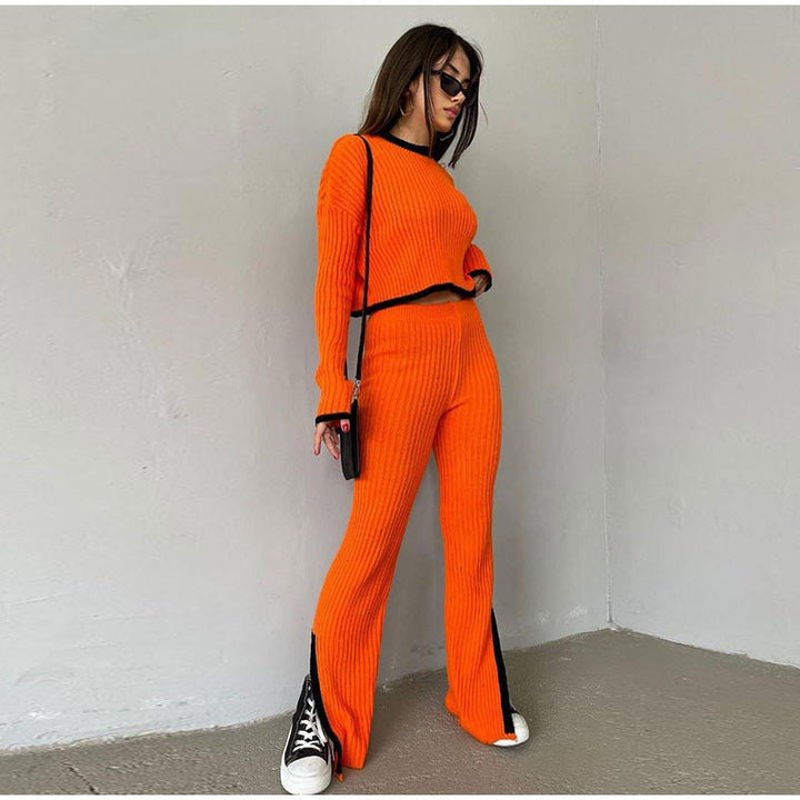 Levoire | Ensemble Tricoté À Deux Pièces Élégant Et Confortable Orange