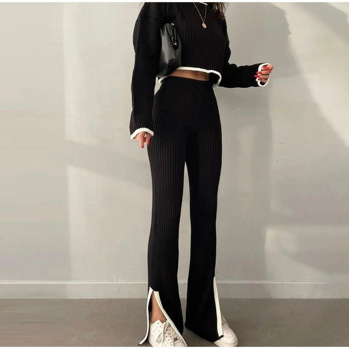Levoire | Ensemble Tricoté À Deux Pièces Élégant Et Confortable Noir