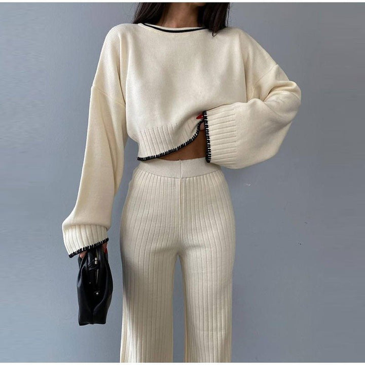 Levoire | Ensemble Tricoté À Deux Pièces Élégant Et Confortable Blanc Noir