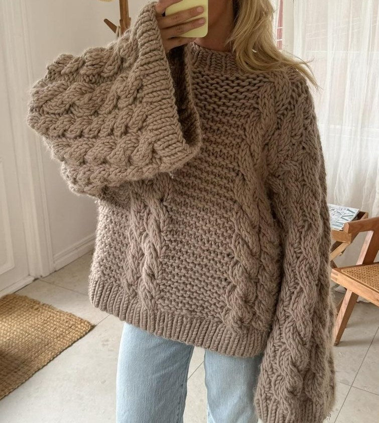 Levoire | Gros Motif Torsadé Pull En Tricot Helle Khaki