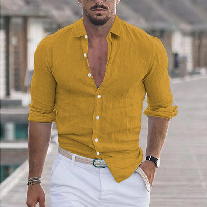 Levoire | Chemise En Lin Pour Homme Avec Col Réversible jaune