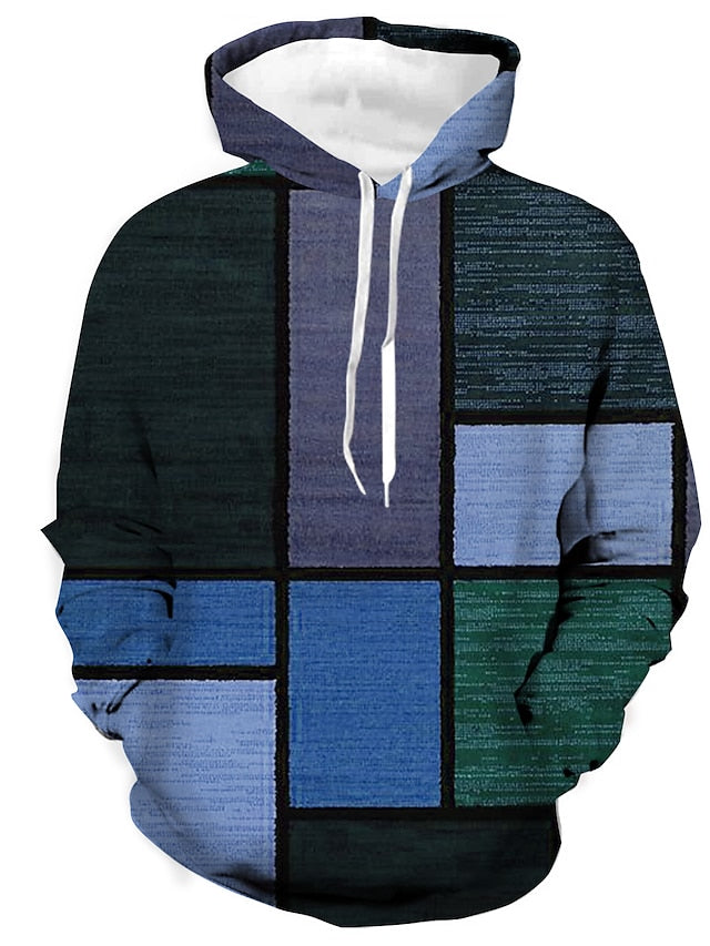 Levoire | Hoodie D'Hiver Avec Motif À Carreaux Bleu