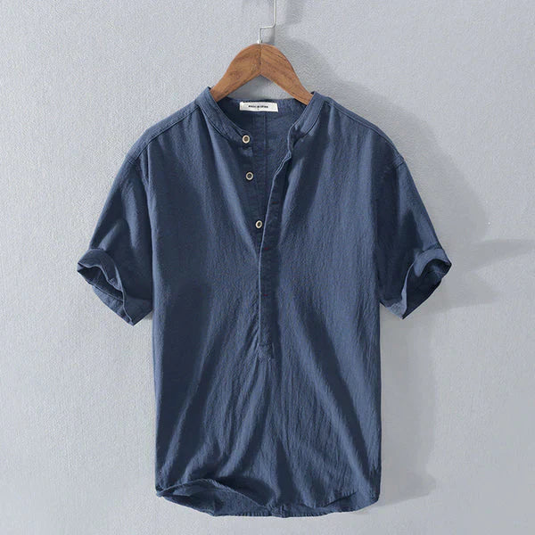 Levoire | Chemise D'Été En Coton Et Lin Bleu