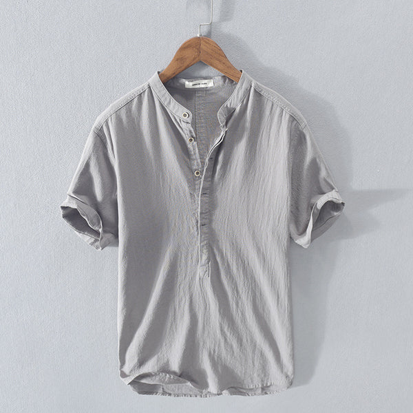 Levoire | Chemise D'Été En Coton Et Lin Gris
