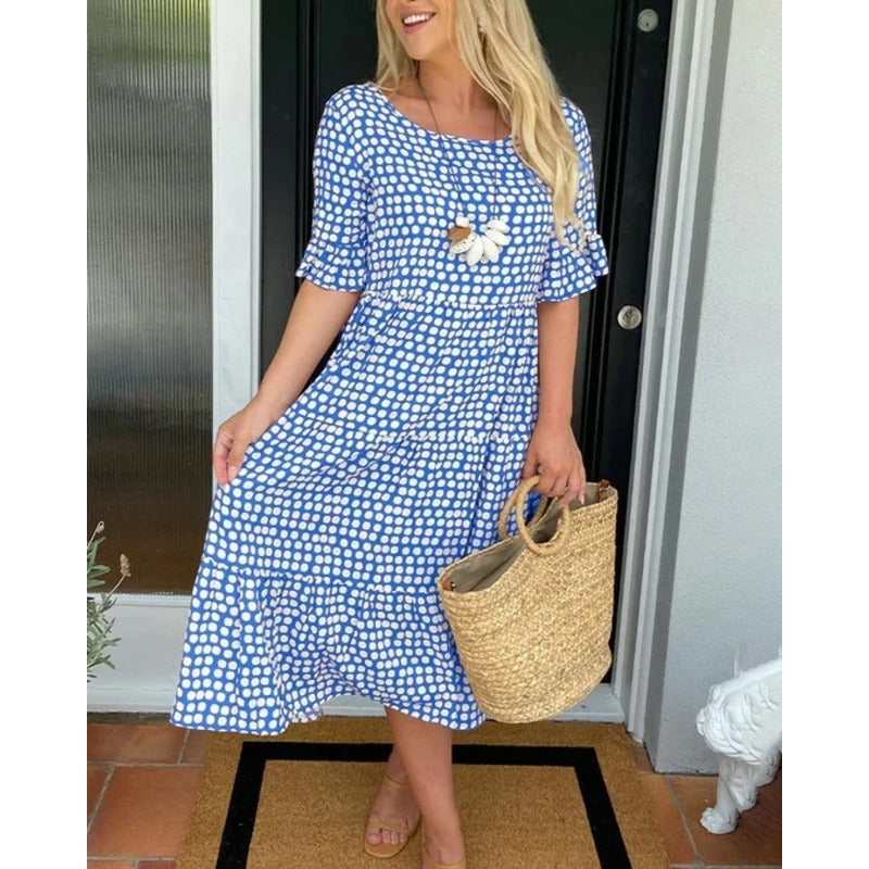 Levoire | Robe D'Été Élégante À Pois Bleu