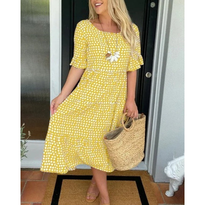 Levoire | Robe D'Été Élégante À Pois Jaune