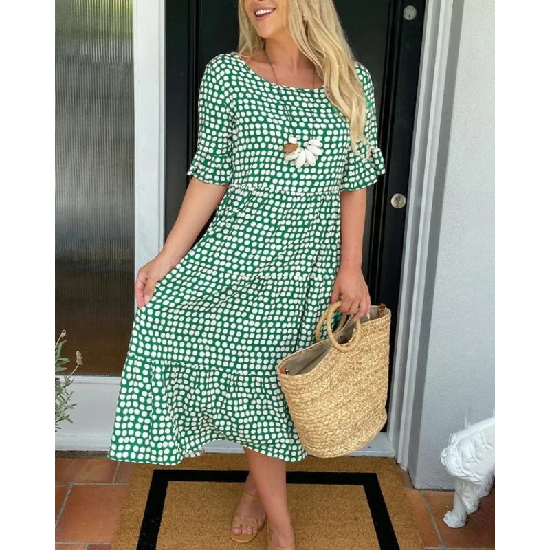 Levoire | Robe D'Été Élégante À Pois Vert