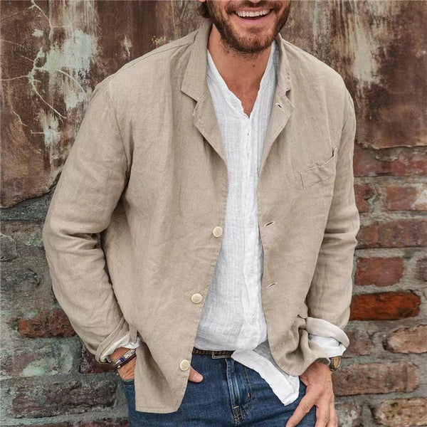 Levoire | Décontracté Veste à Manches Longues Boutonnée Beige