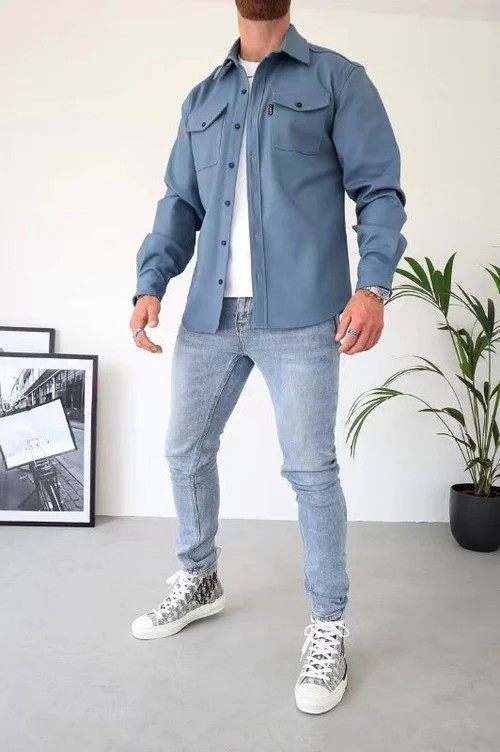 Levoire | Chemise De Superposition Décontractée Pour L'Automne Bleu