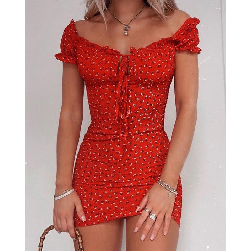Levoire | Robe Florale Sans Épaules Élégante Rot