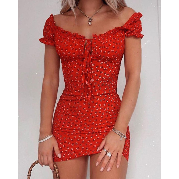 Levoire | Robe Florale Sans Épaules Élégante Rot
