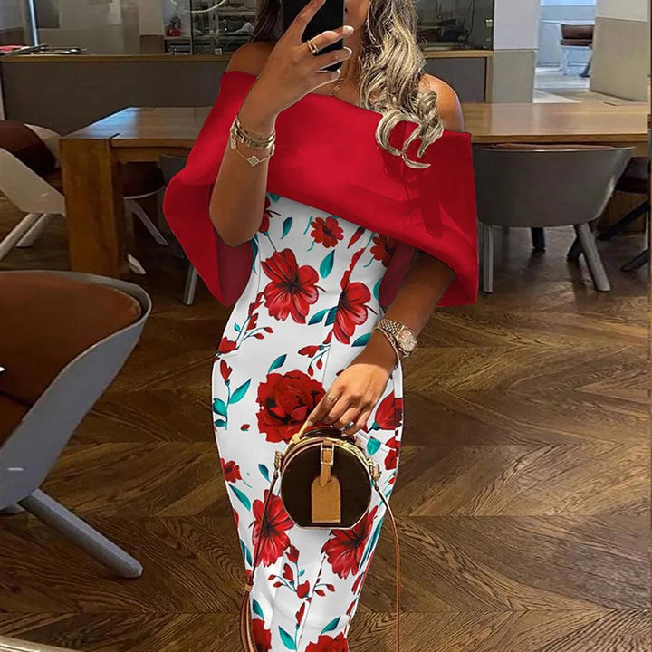 Levoire | Robe Bodycon À Épaule Dénudée Avec Découpe Fleurs blanches