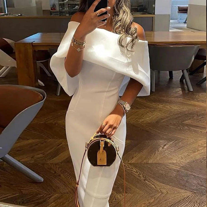 Levoire | Robe Bodycon À Épaule Dénudée Avec Découpe Blanc