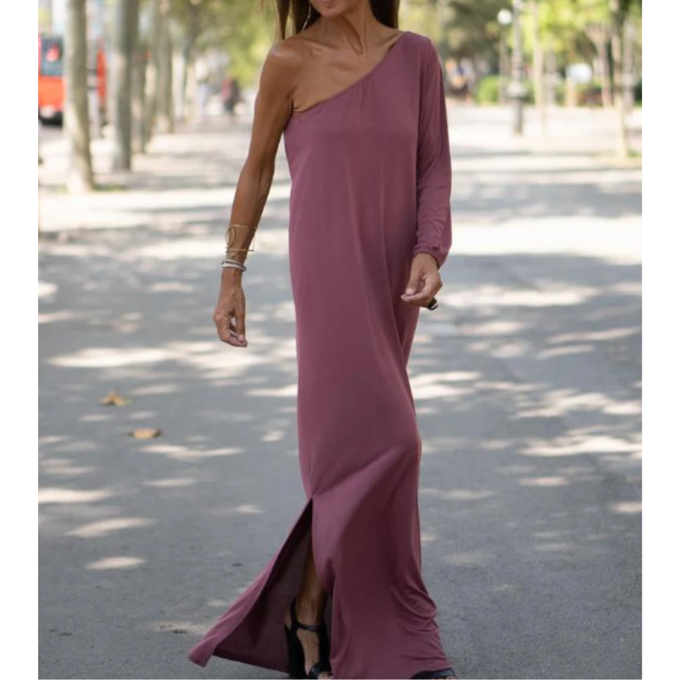 Levoire | Élégant et léger robe à une épaule Rouge oxyde