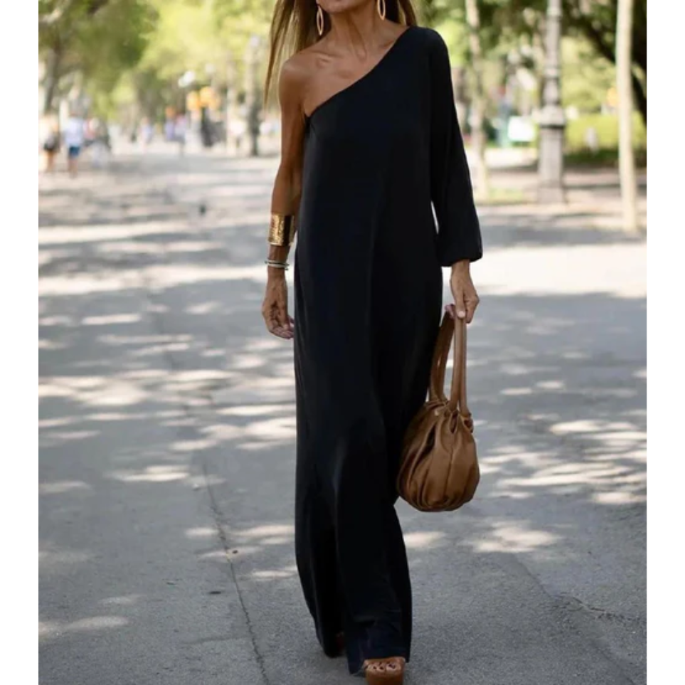 Levoire | Élégant et léger robe à une épaule Noir