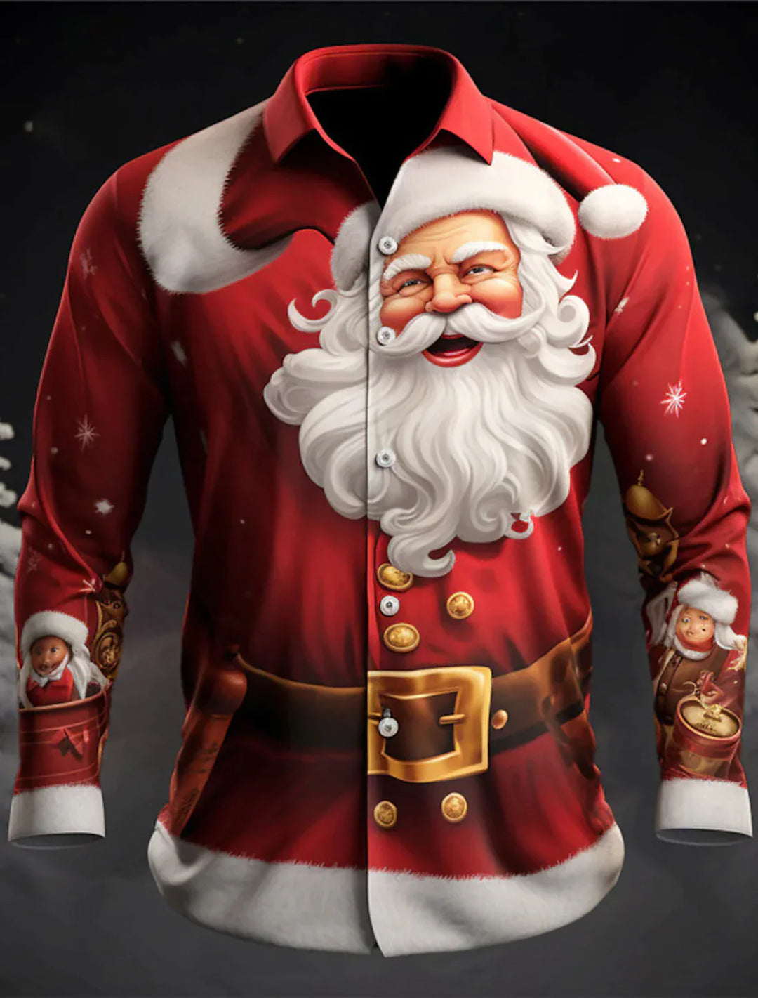 Levoire | Chemise de Noël en lin Rouge sur blanc