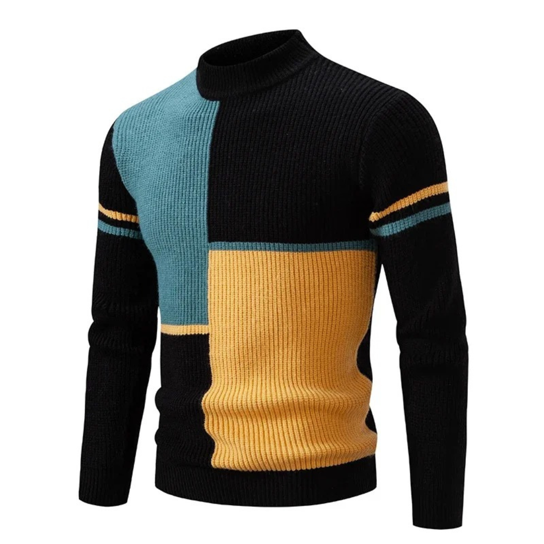Levoire | Pull À Col Roulé Premium Pour Hommes Noir Jaune