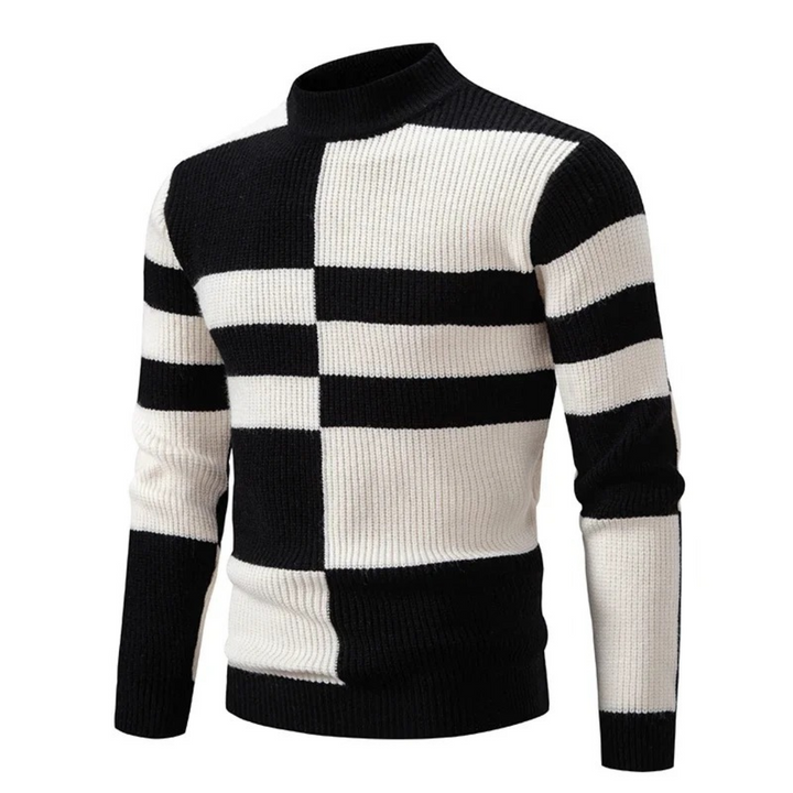 Levoire | Pull Pour Hommes Premium En Tricot Fin Blanc Noir