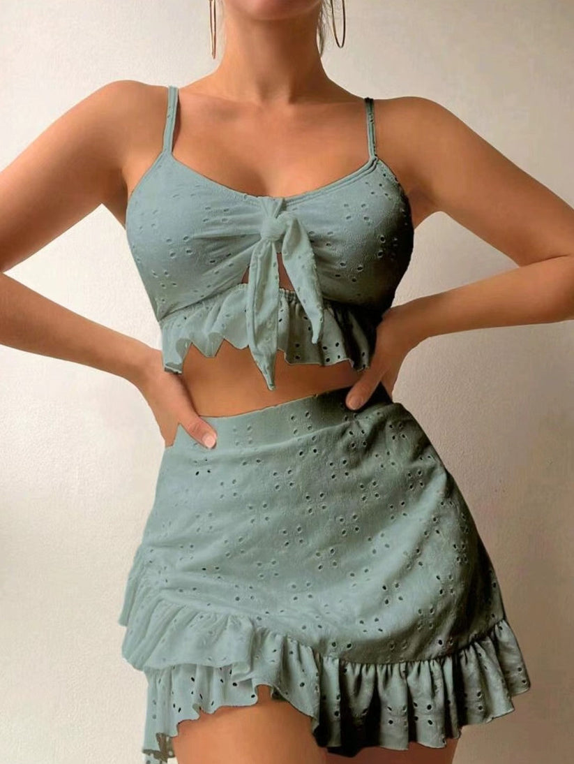 Levoire | Top À Fronces & Ensemble Jupe Olive verte