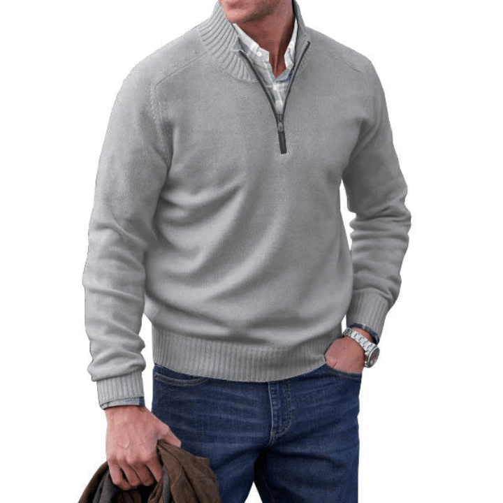 Levoire | Pull Cachemire Zippé Homme Gris clair
