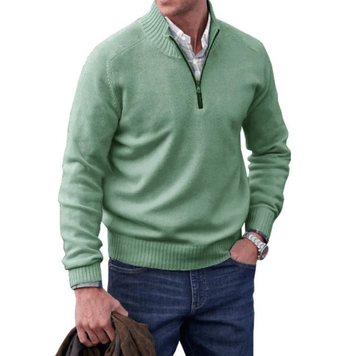 Levoire | Pull Cachemire Zippé Homme Vert