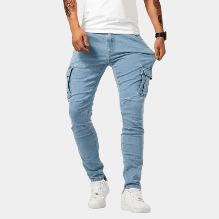 Levoire | Pantalon Cargo Stretch Jean Homme Bleu